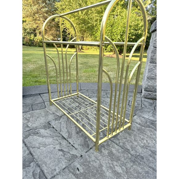 1970s Hollywood Regency Metal Gold Finish Towel/Quilt Rack H29xL27xW13”